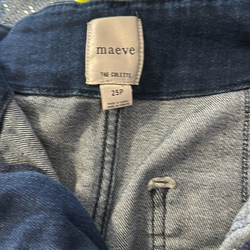 Colette Cropped High-Rise Wide-Leg Jeans by Maeve Sequin Edition size 25 P - Picture 9 of 9